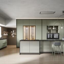 Klee Modern Green Matte Kitchen With Black Details