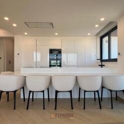 Michalis A Germanos A White Kitchen Design With Tall Units And Island Finished In White Glossy Texture