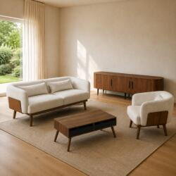 Syndra Sofa Set Cream Wood Living Room Aletraris Furniture Cyprus